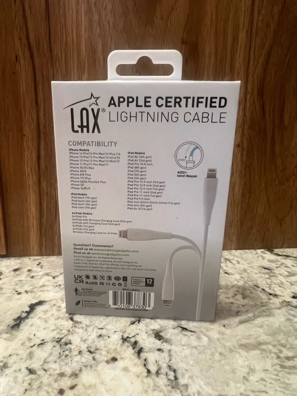 4ft White Lightning Charging Cable for iPhone & iPad